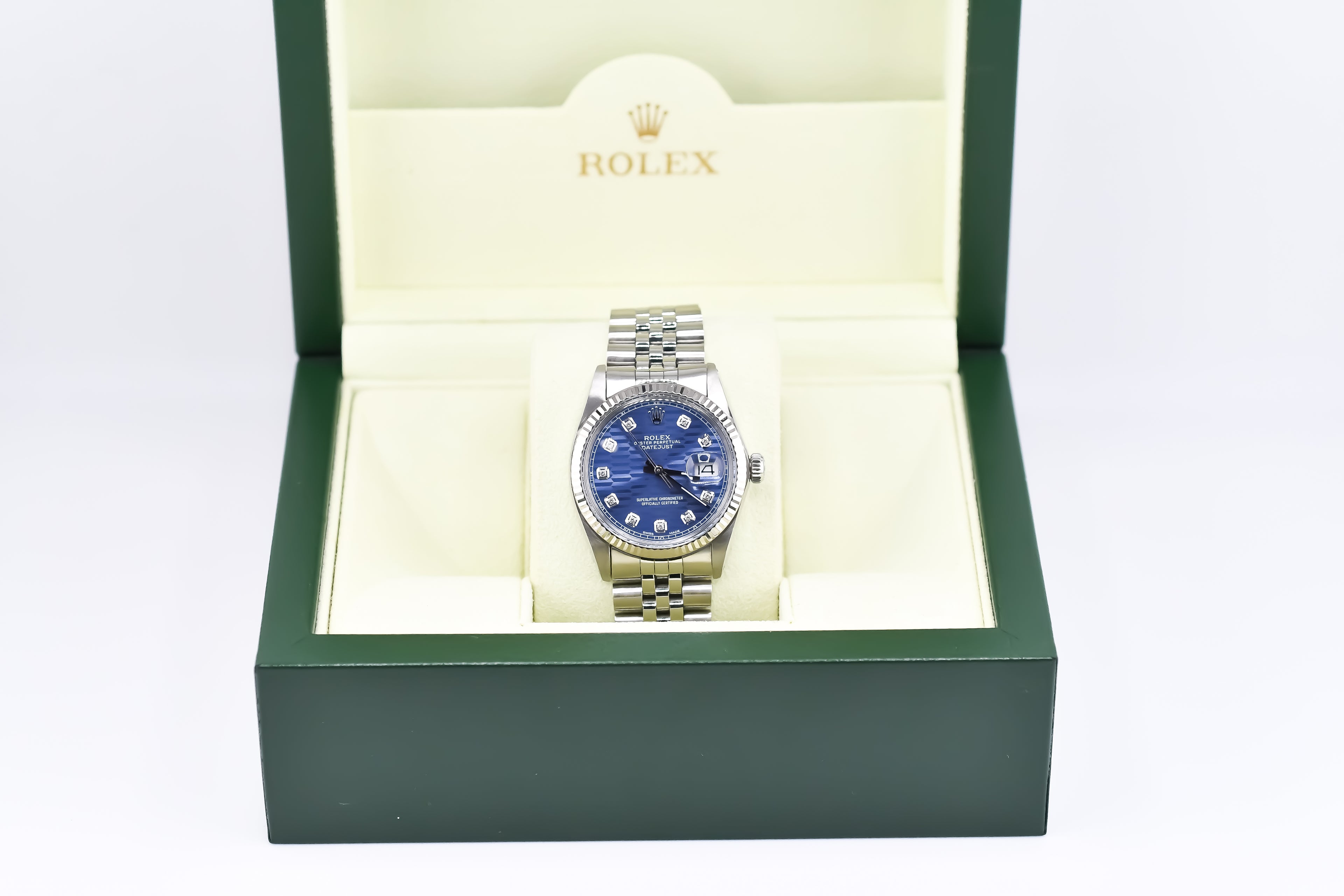 Rolex Datejust 36mm Ref 16014 Custom Blue Computer Diamond Dial