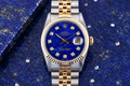 Rolex Datejust 36mm Ref 16233 Yellow Gold Bezel Custom Blue Lapis Diamond Dial