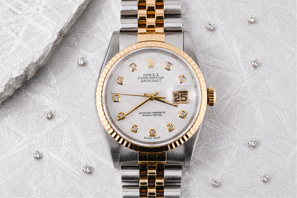 Rolex Datejust 36mm Ref 16233 Yellow Gold Bezel Custom Meteorite Diamond Dial