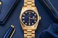Rolex Day-Date 36mm Ref 18038 Blue Vignette Baguette Diamond Dial