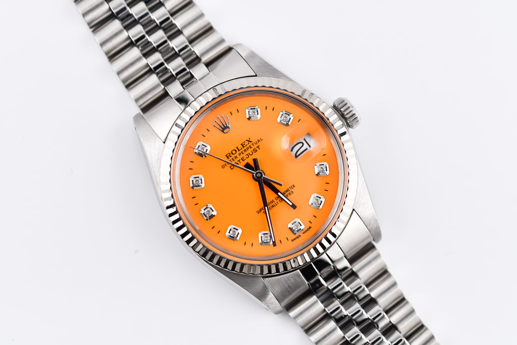 Rolex Datejust 36mm Ref 16014 Custom Orange Diamond Dial
