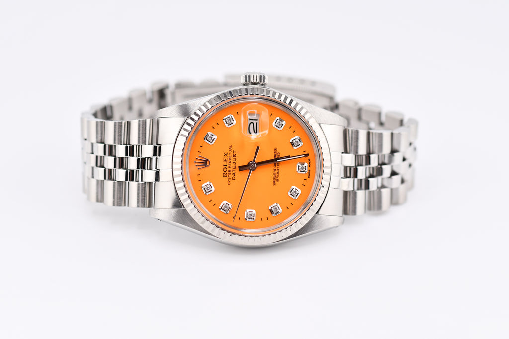 Rolex Datejust 36mm Ref 16014 Custom Orange Diamond Dial