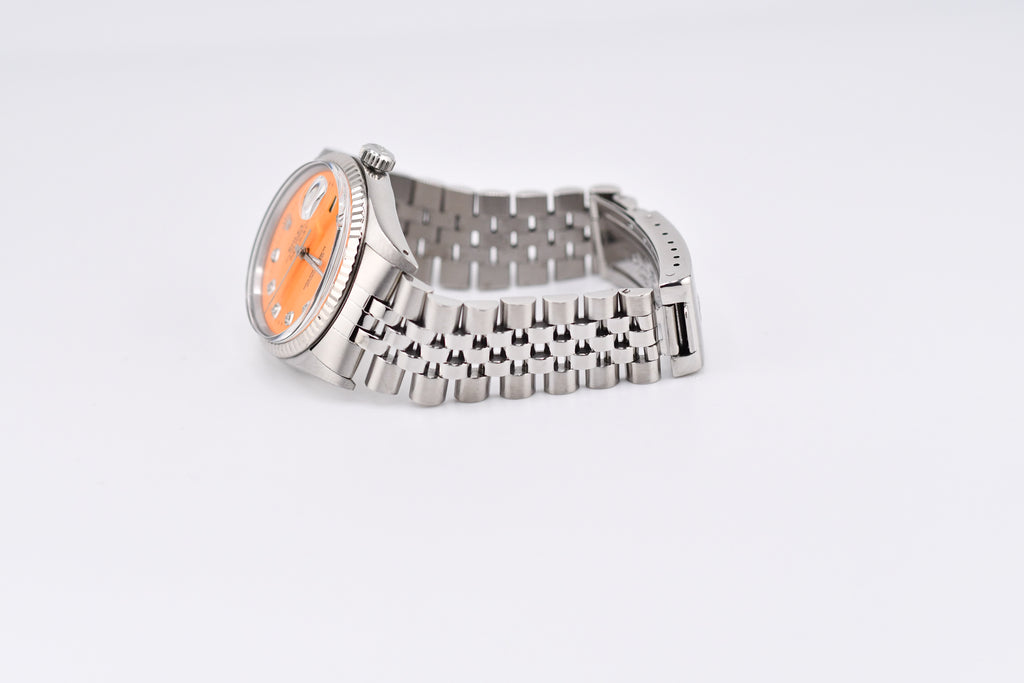 Rolex Datejust 36mm Ref 16014 Custom Orange Diamond Dial