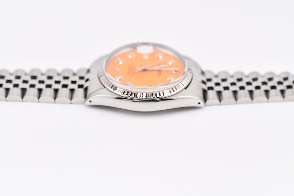 Rolex Datejust 36mm Ref 16014 Custom Orange Diamond Dial