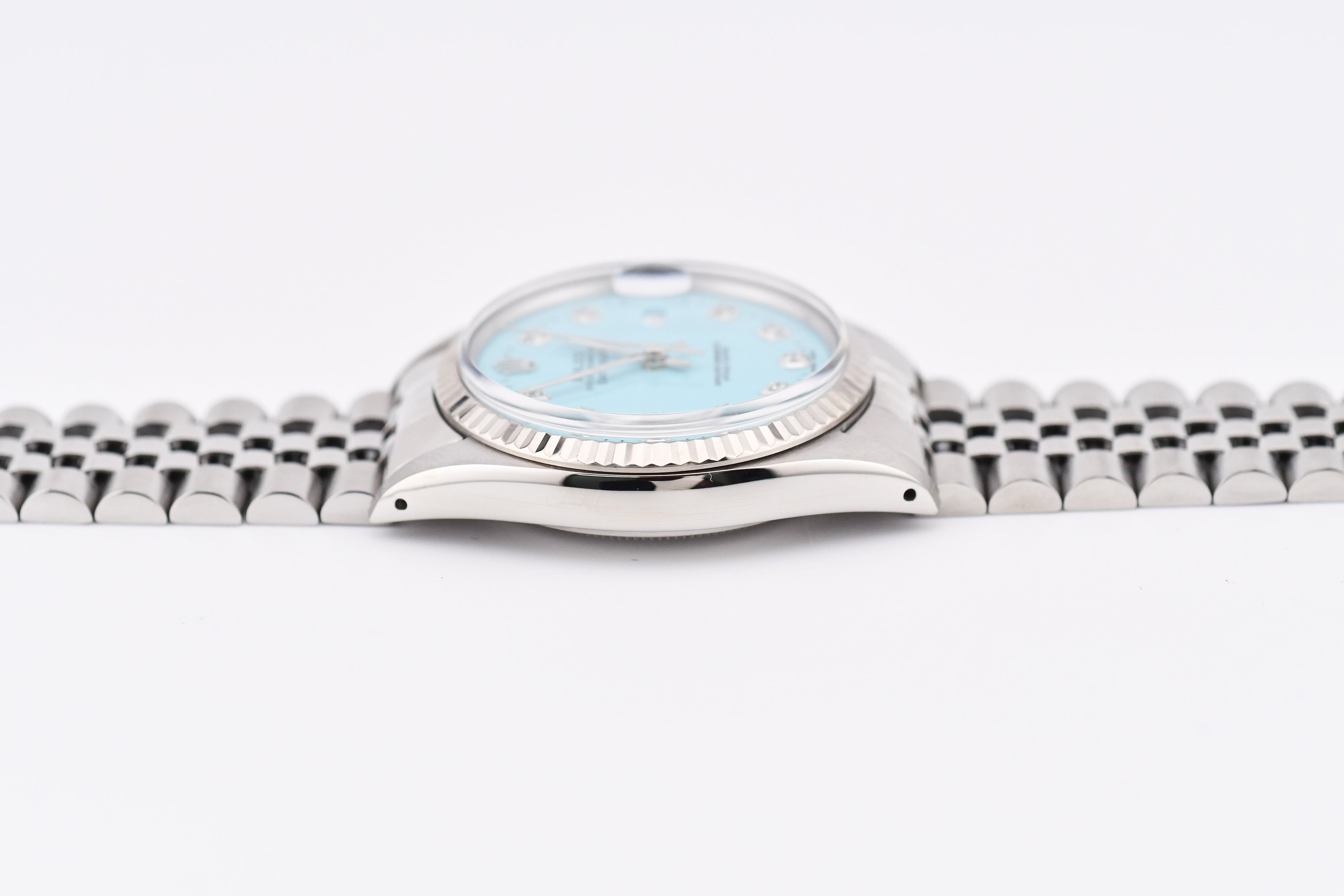 Rolex Datejust 36mm Ref 16014 Custom Baby Blue Diamond Dial