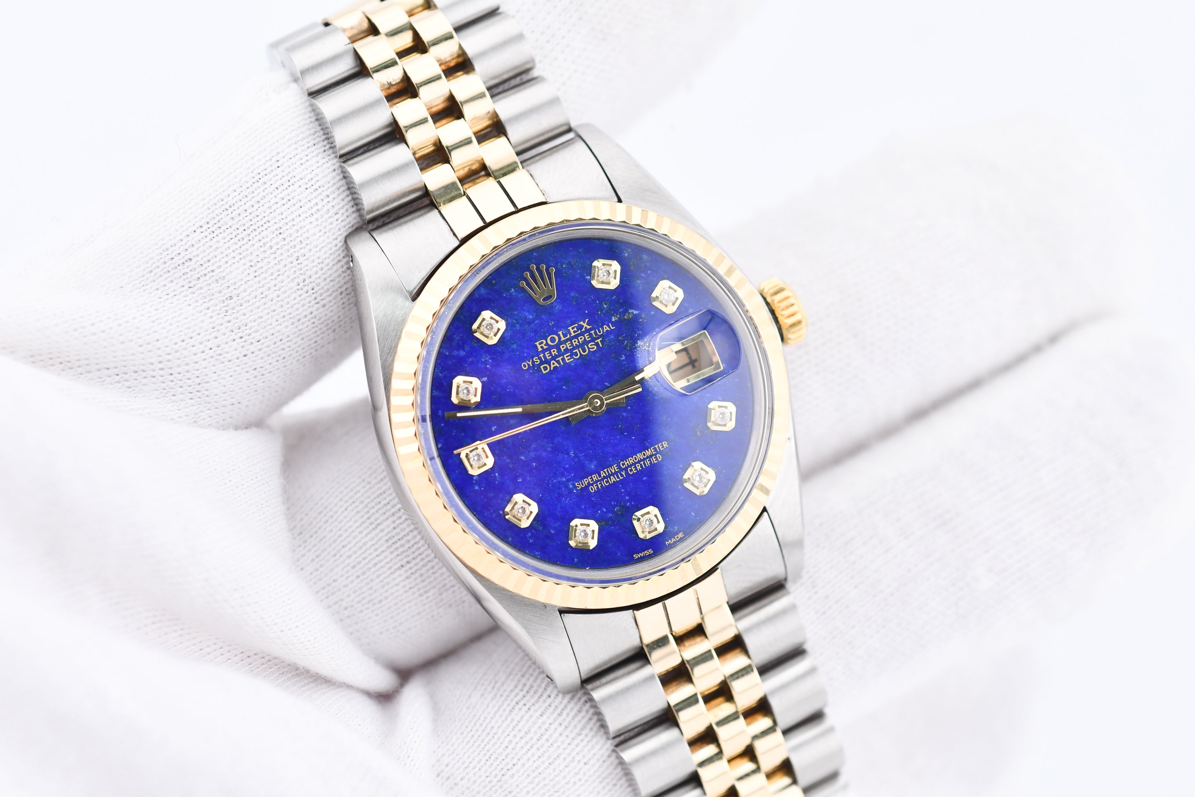 Rolex Datejust 36mm Ref 16013 Custom Blue Lapis Diamond Dial