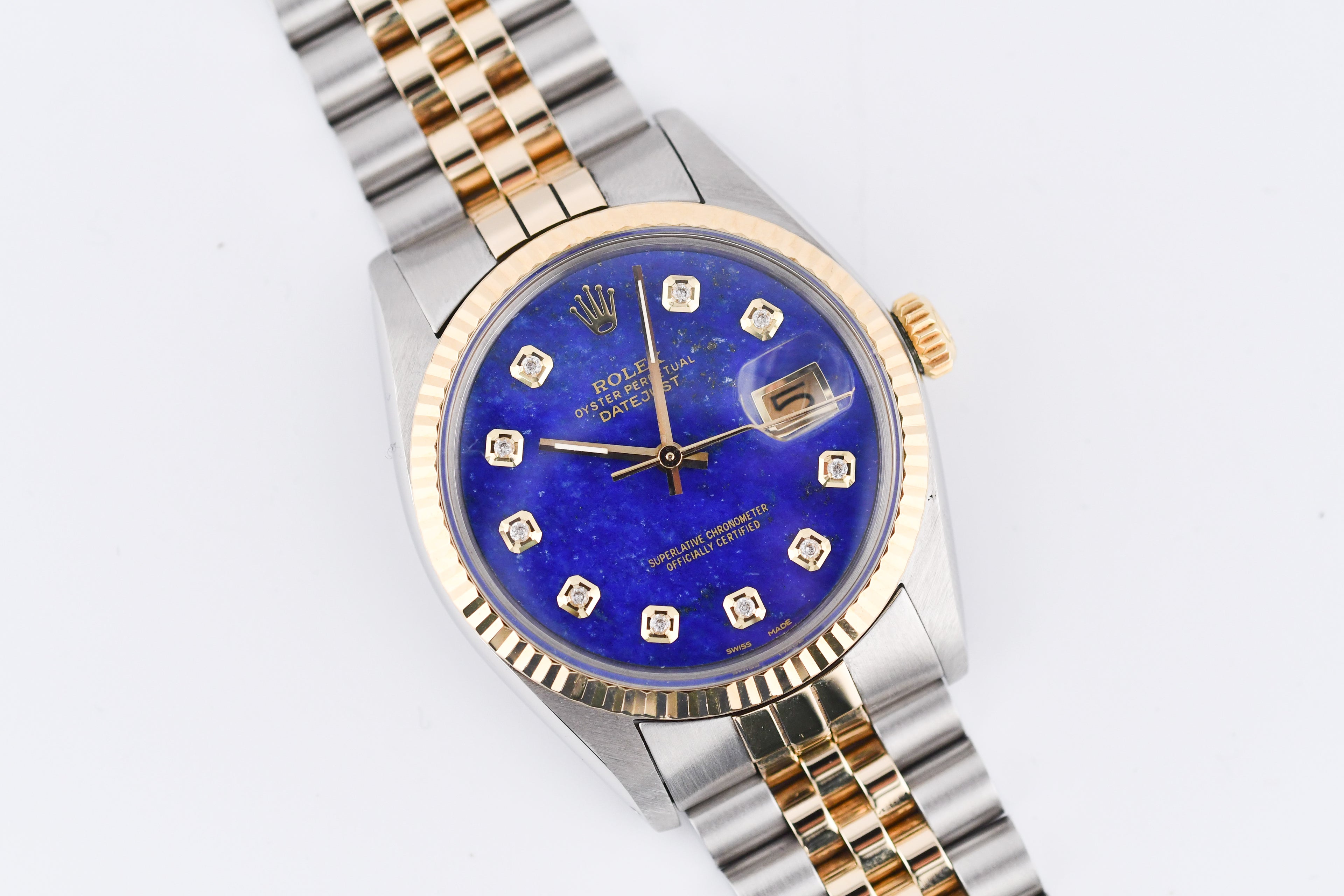 Rolex Datejust 36mm Ref 16013 Custom Blue Lapis Diamond Dial
