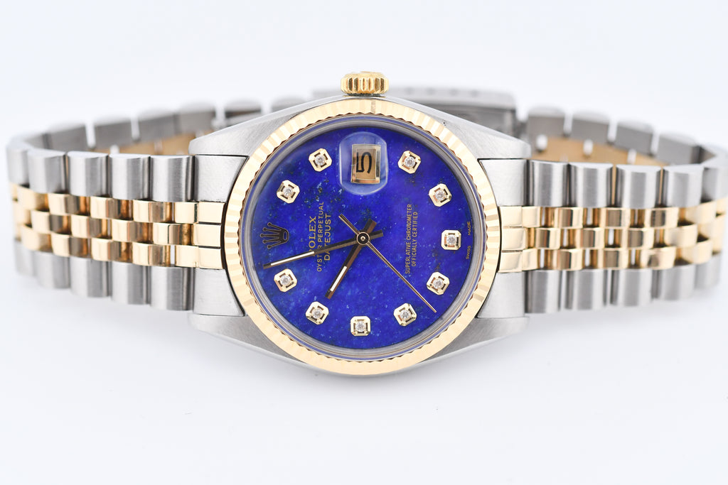 Rolex Datejust 36mm Ref 16013 Custom Blue Lapis Diamond Dial