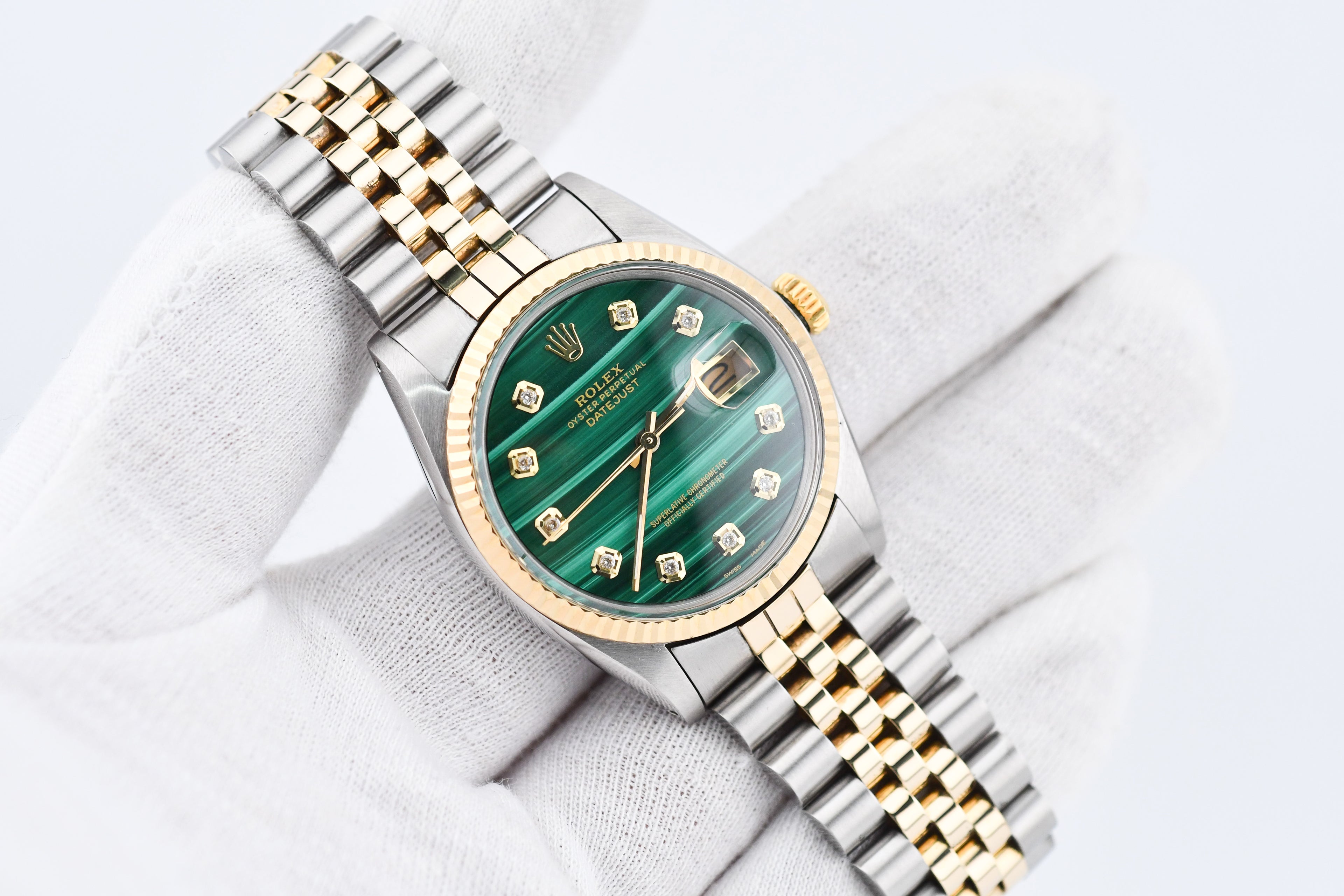 Rolex Datejust 36mm Ref 16013 Custom Green Malachite Diamond Dial