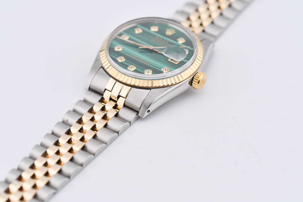 Rolex Datejust 36mm Ref 16013 Custom Green Malachite Diamond Dial
