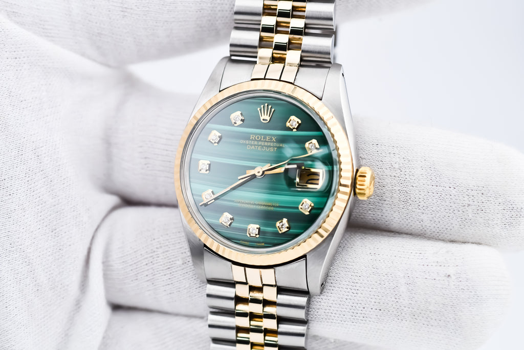 Rolex Datejust 36mm Ref 16013 Custom Green Malachite Diamond Dial