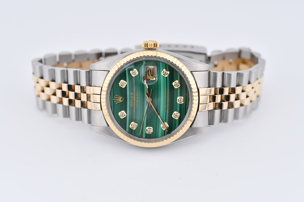 Rolex Datejust 36mm Ref 16013 Custom Green Malachite Diamond Dial