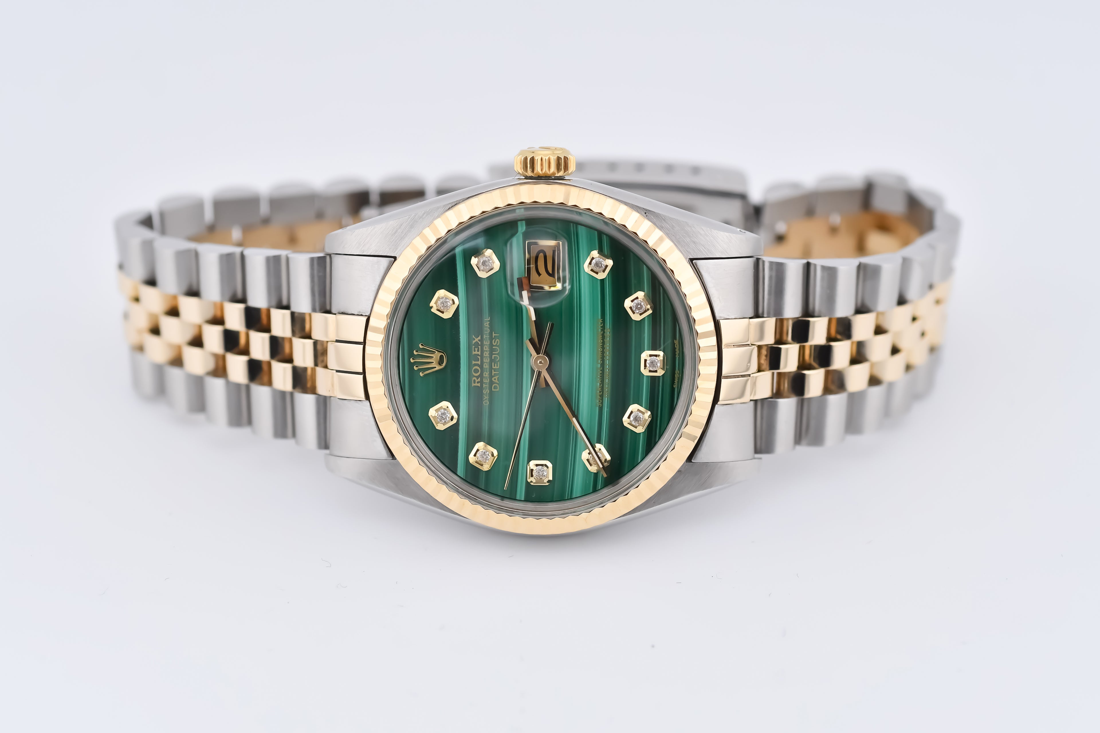 Rolex Datejust 36mm Ref 16013 Custom Green Malachite Diamond Dial