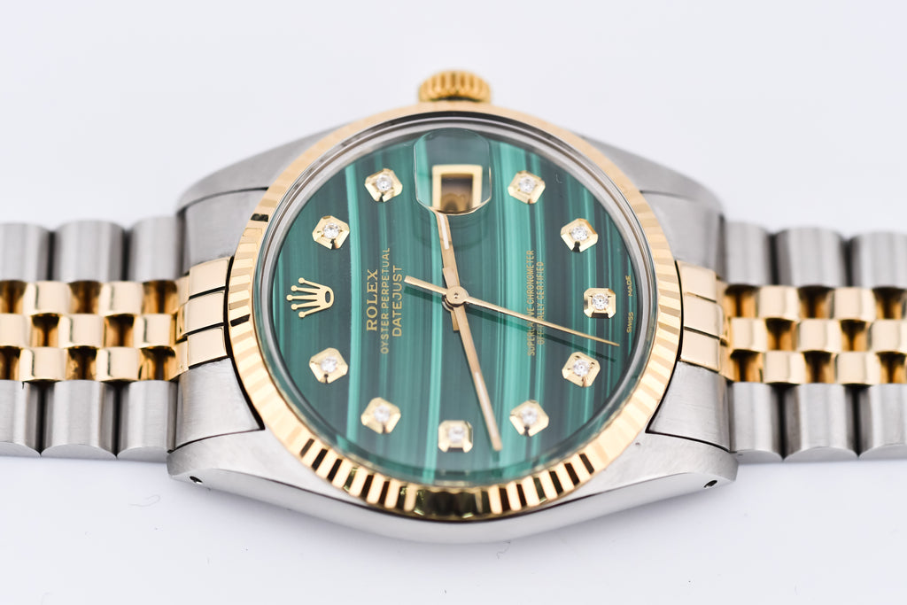 Rolex Datejust 36mm Ref 16013 Custom Green Malachite Diamond Dial
