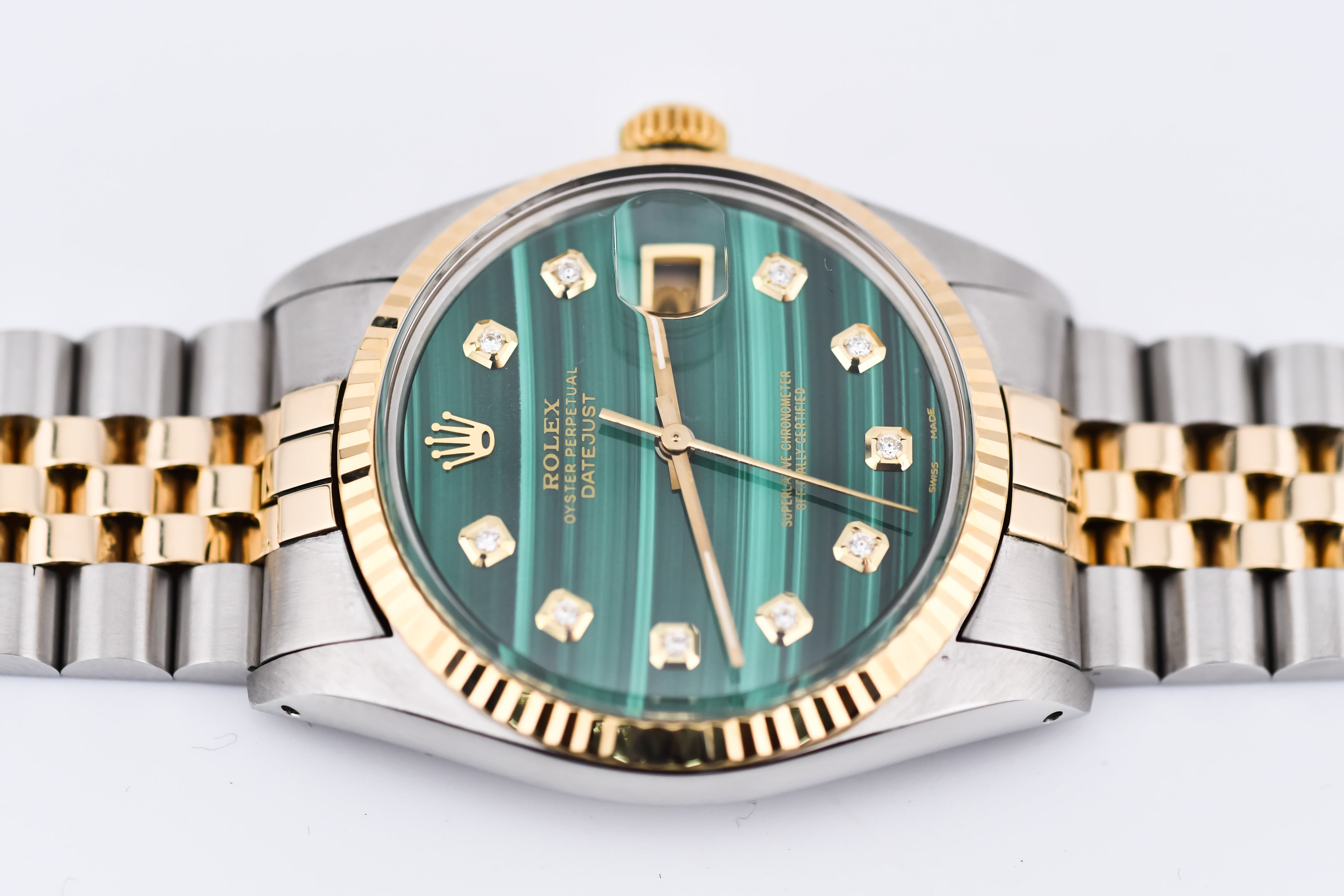 Rolex Datejust 36mm Ref 16013 Custom Green Malachite Diamond Dial