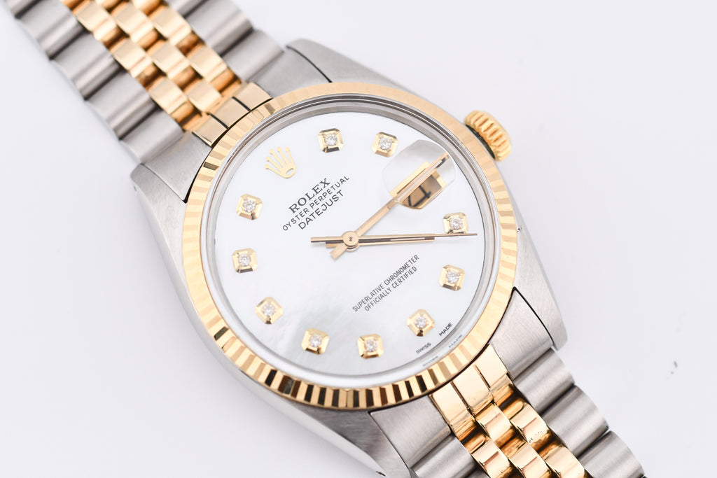 Rolex Datejust 36mm Ref 16013 Custom Mother of Pearl Diamond Dial