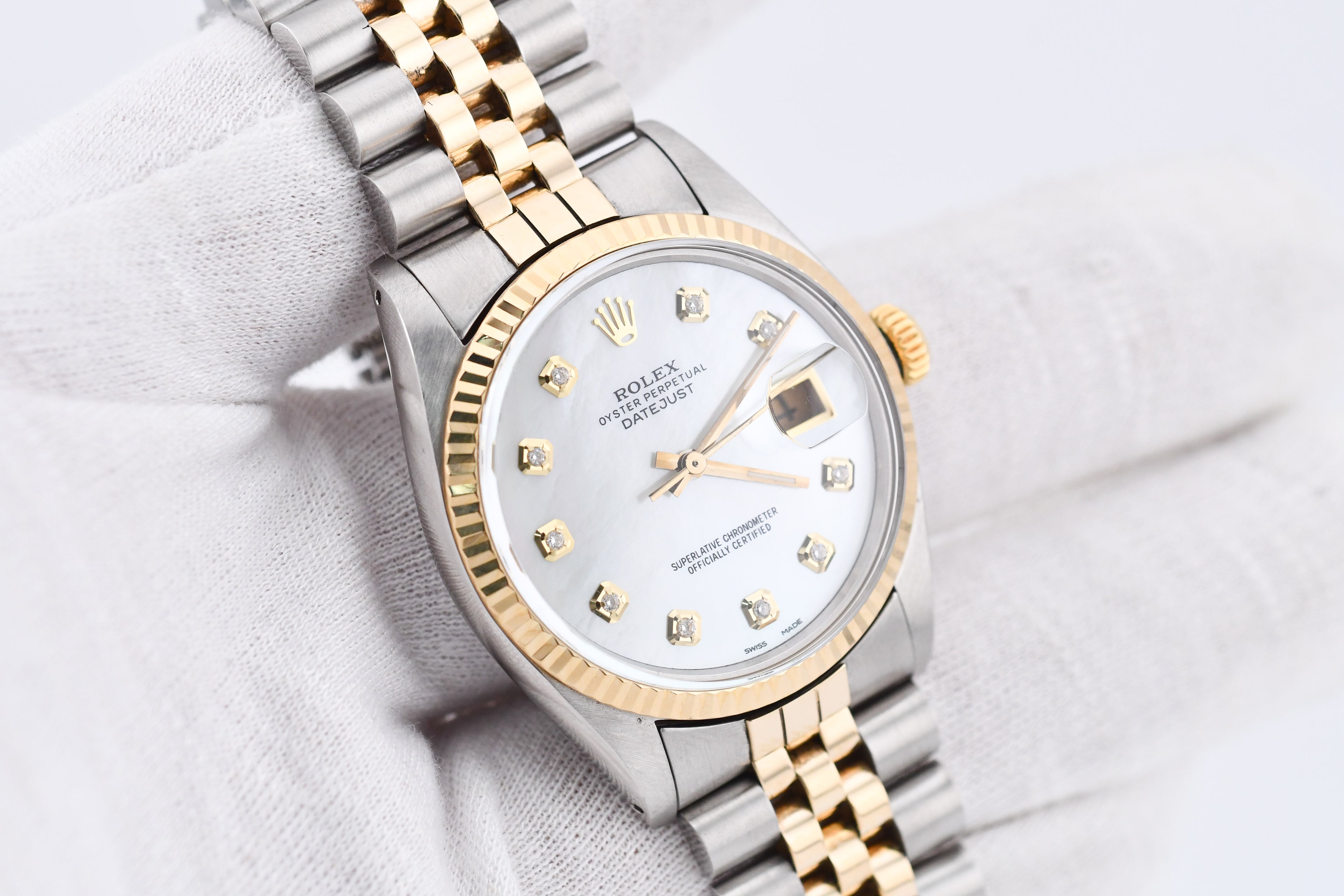 Rolex Datejust 36mm Ref 16013 Custom Mother of Pearl Diamond Dial