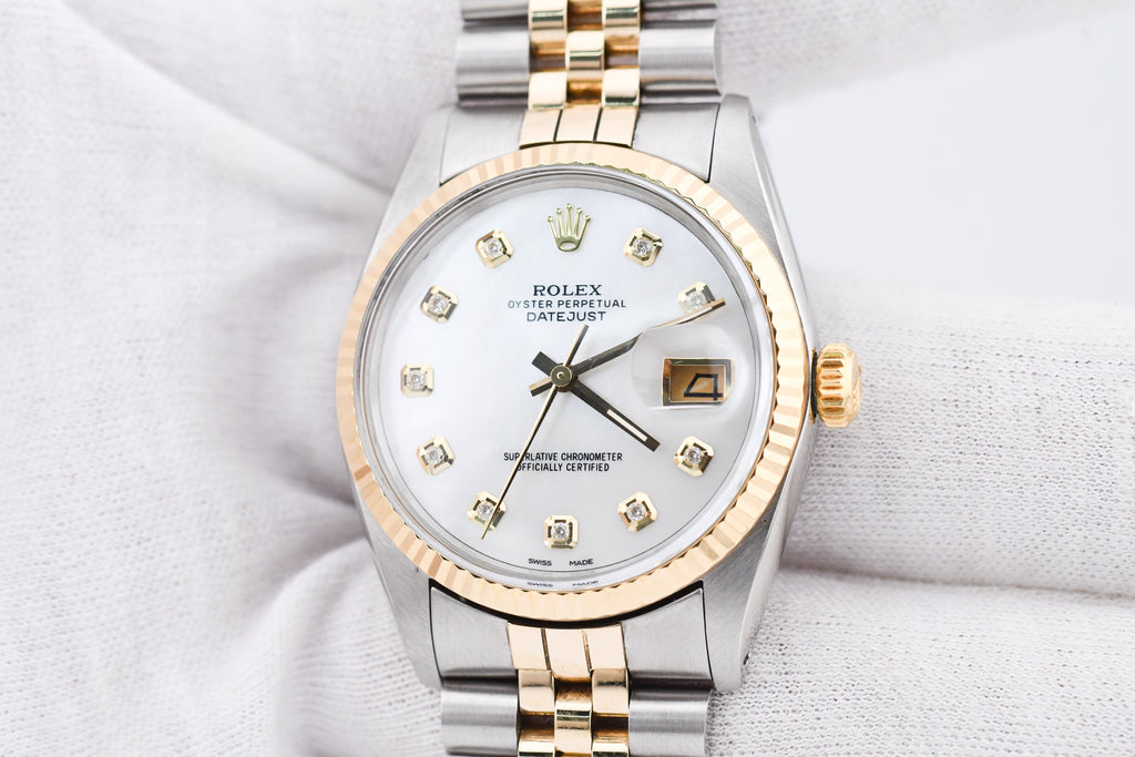 Rolex Datejust 36mm Ref 16013 Custom Mother of Pearl Diamond Dial