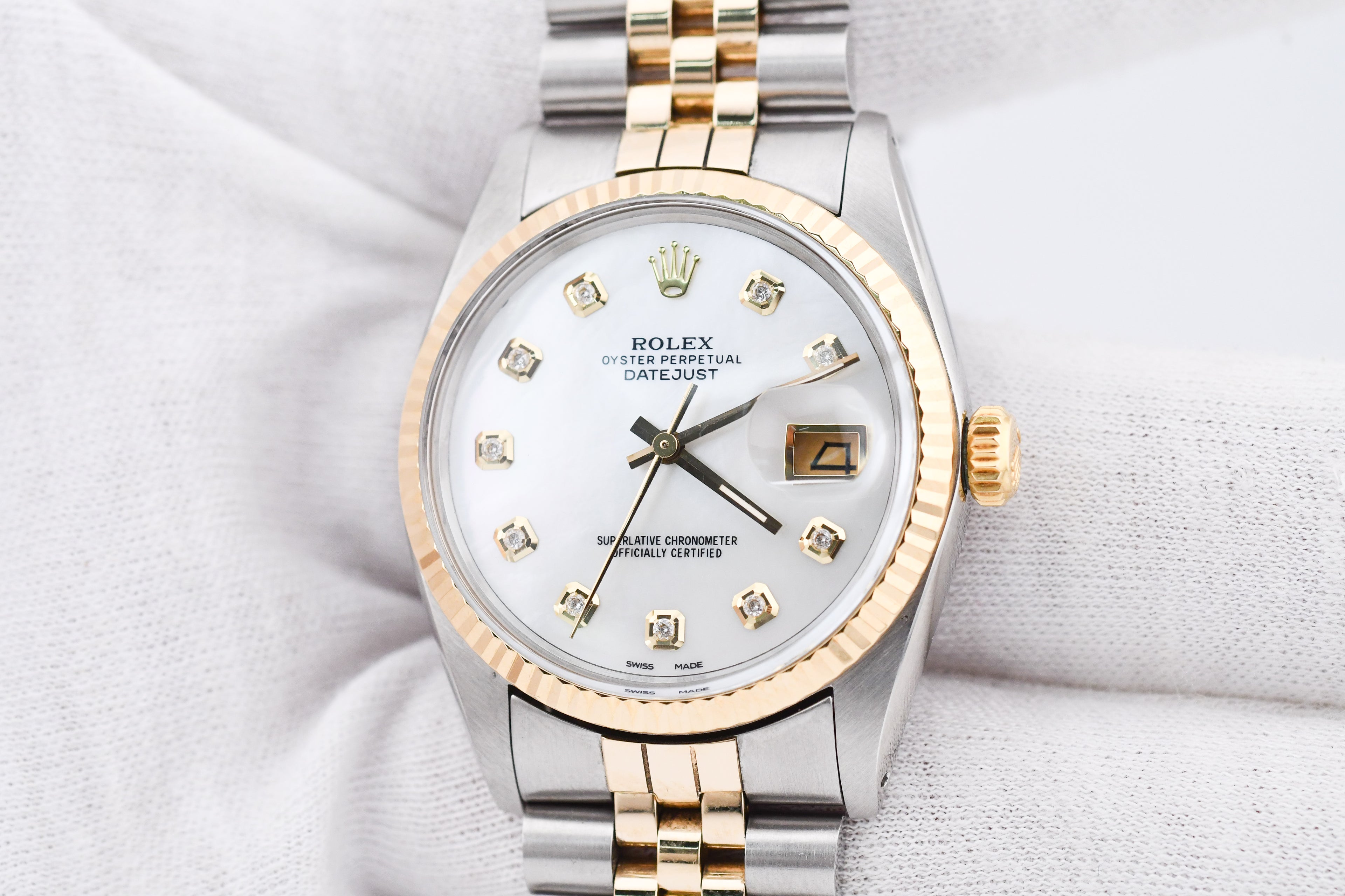 Rolex Datejust 36mm Ref 16013 Custom Mother of Pearl Diamond Dial