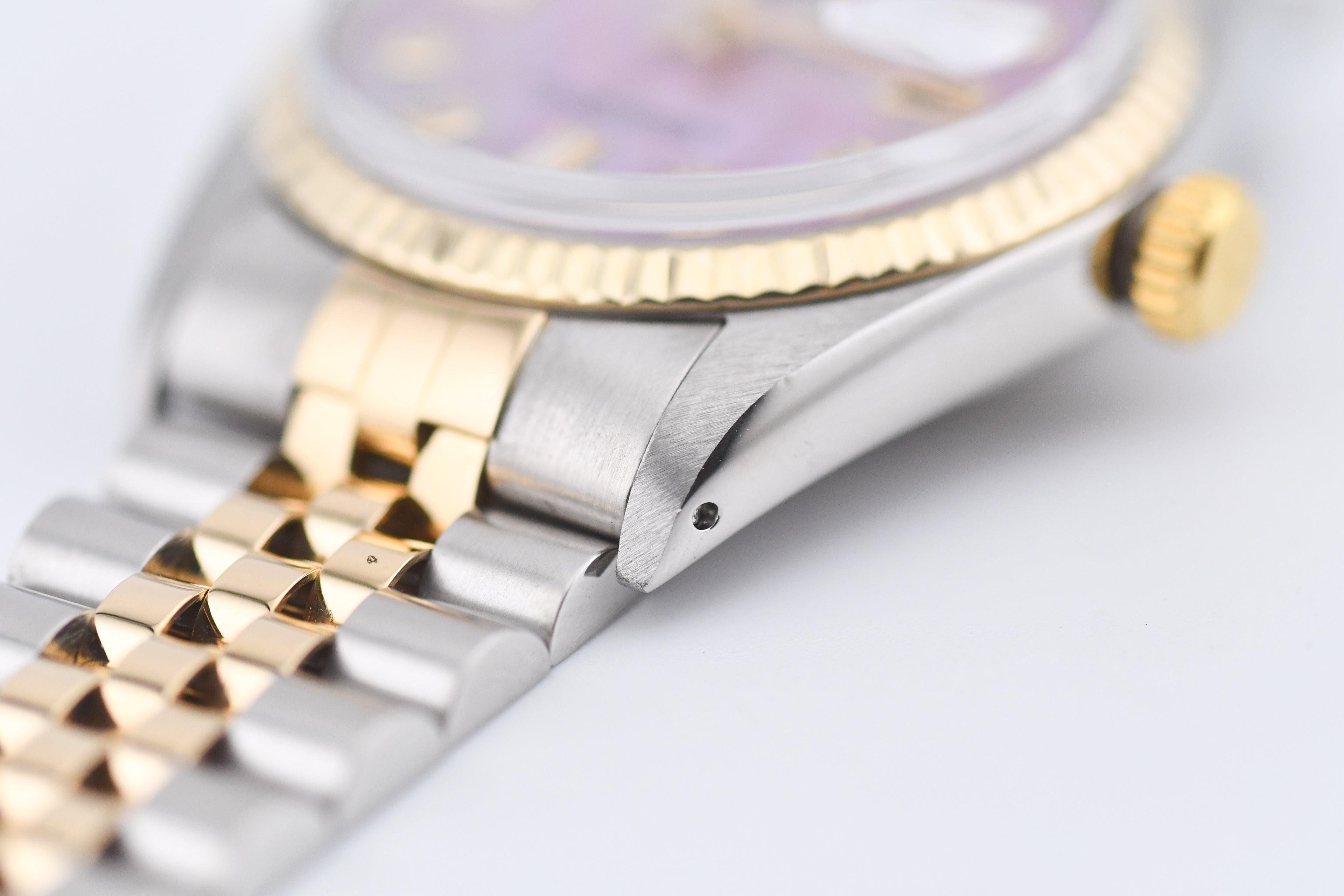 Rolex Datejust 36mm Ref 16013 Custom Pink Mother of Pearl Baguette Diamond Dial
