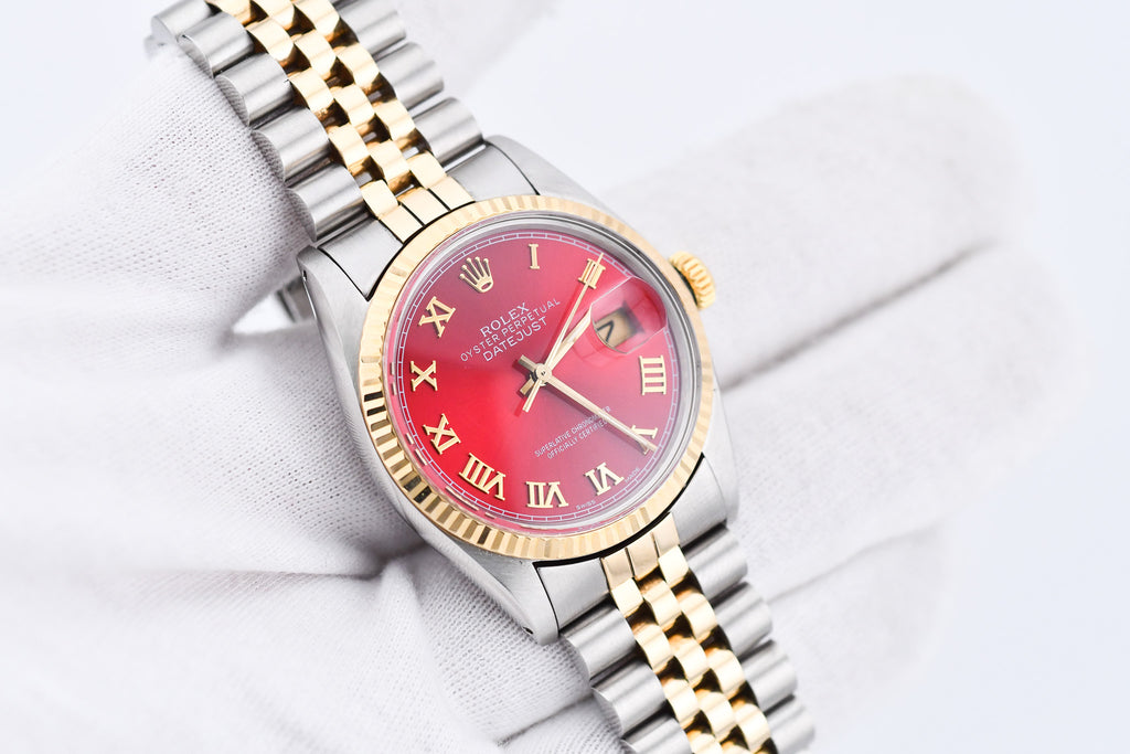 Rolex Datejust 36mm Ref 16013 Custom Red Roman Dial