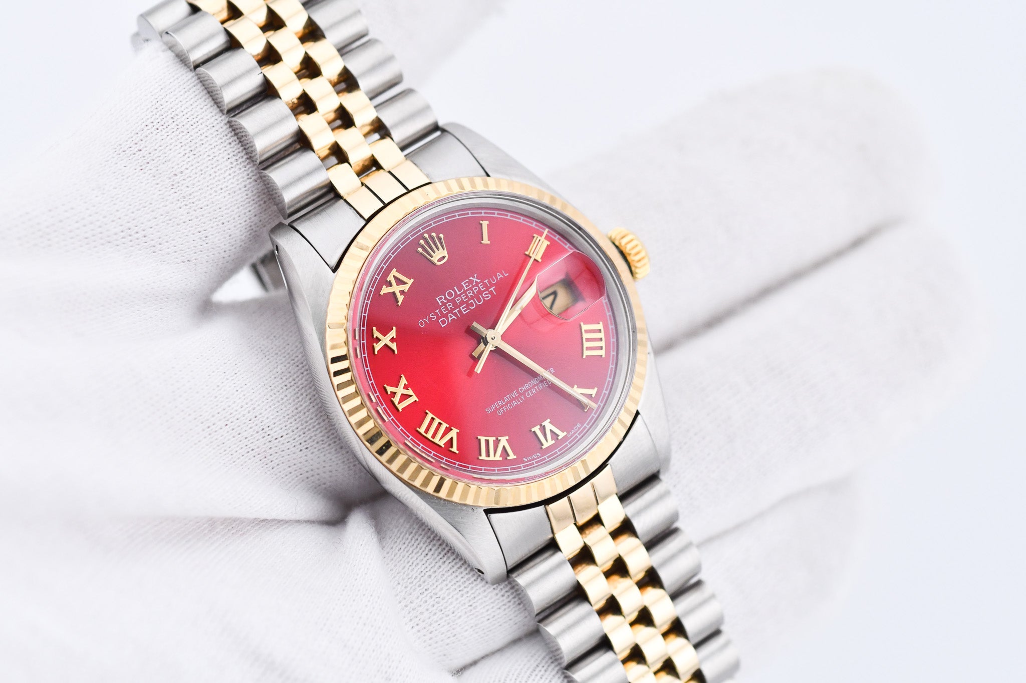 Rolex Datejust 36mm Ref 16013 Custom Red Roman Dial