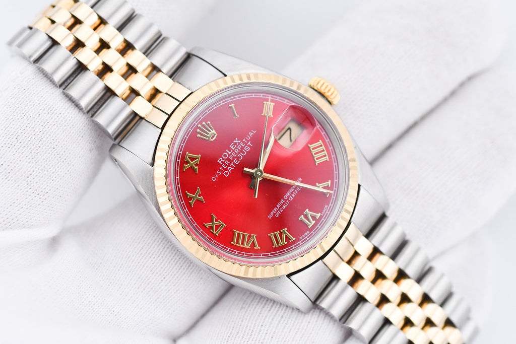 Rolex Datejust 36mm Ref 16013 Custom Red Roman Dial
