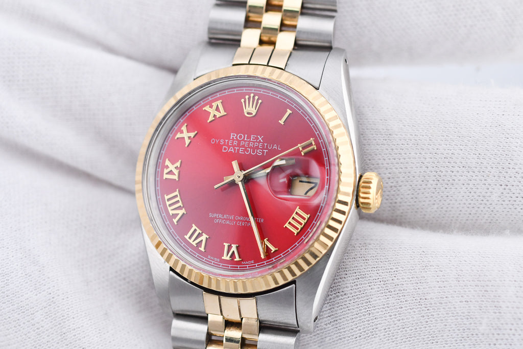 Rolex Datejust 36mm Ref 16013 Custom Red Roman Dial