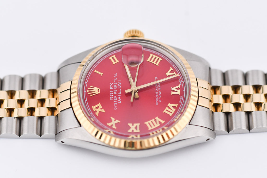 Rolex Datejust 36mm Ref 16013 Custom Red Roman Dial