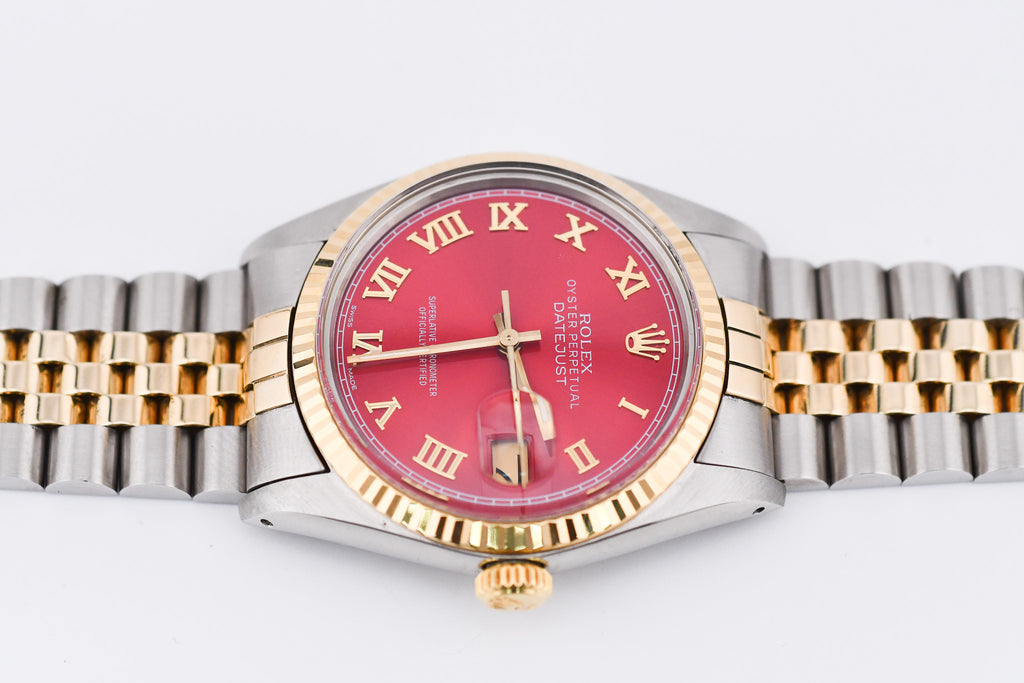 Rolex Datejust 36mm Ref 16013 Custom Red Roman Dial