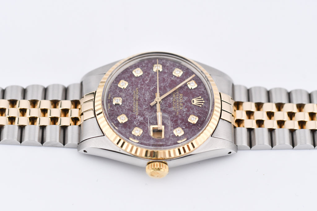 Rolex Datejust 36mm Ref 16013 Custom Red Rubellite Diamond Dial