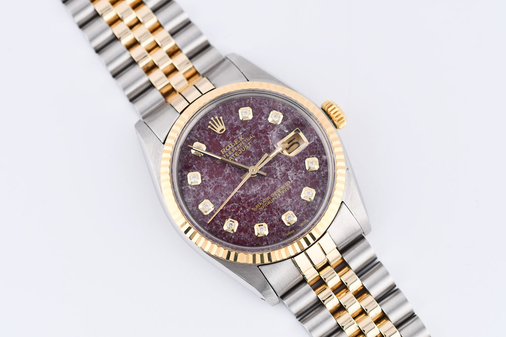 Rolex Datejust 36mm Ref 16013 Custom Red Rubellite Diamond Dial