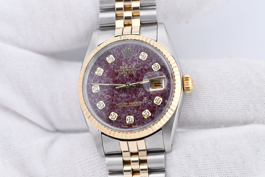 Rolex Datejust 36mm Ref 16013 Custom Red Rubellite Diamond Dial