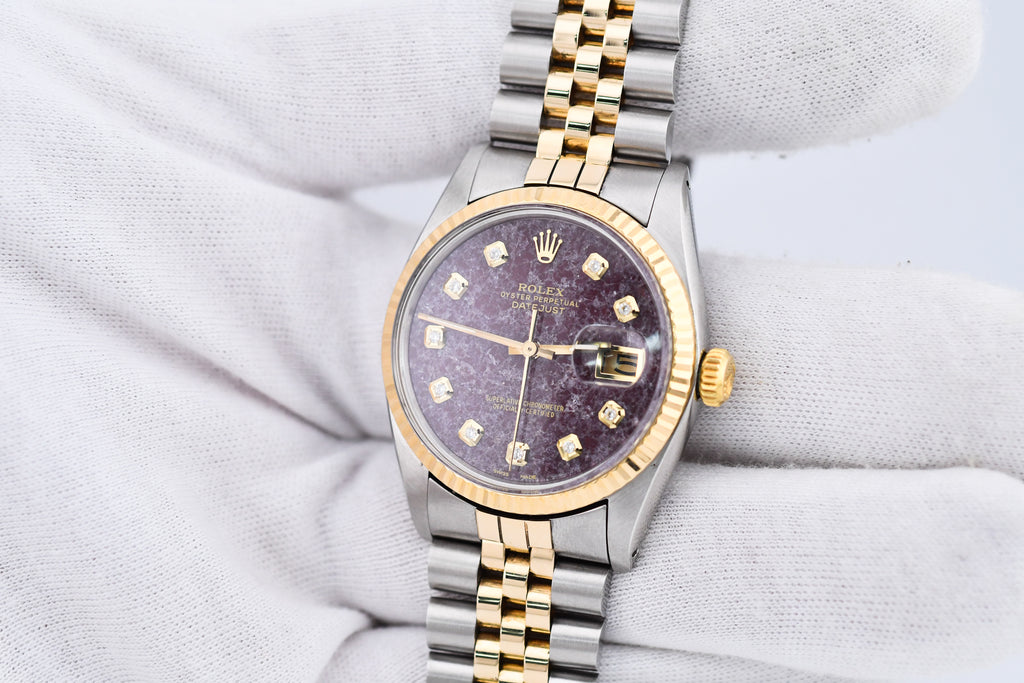 Rolex Datejust 36mm Ref 16013 Custom Red Rubellite Diamond Dial