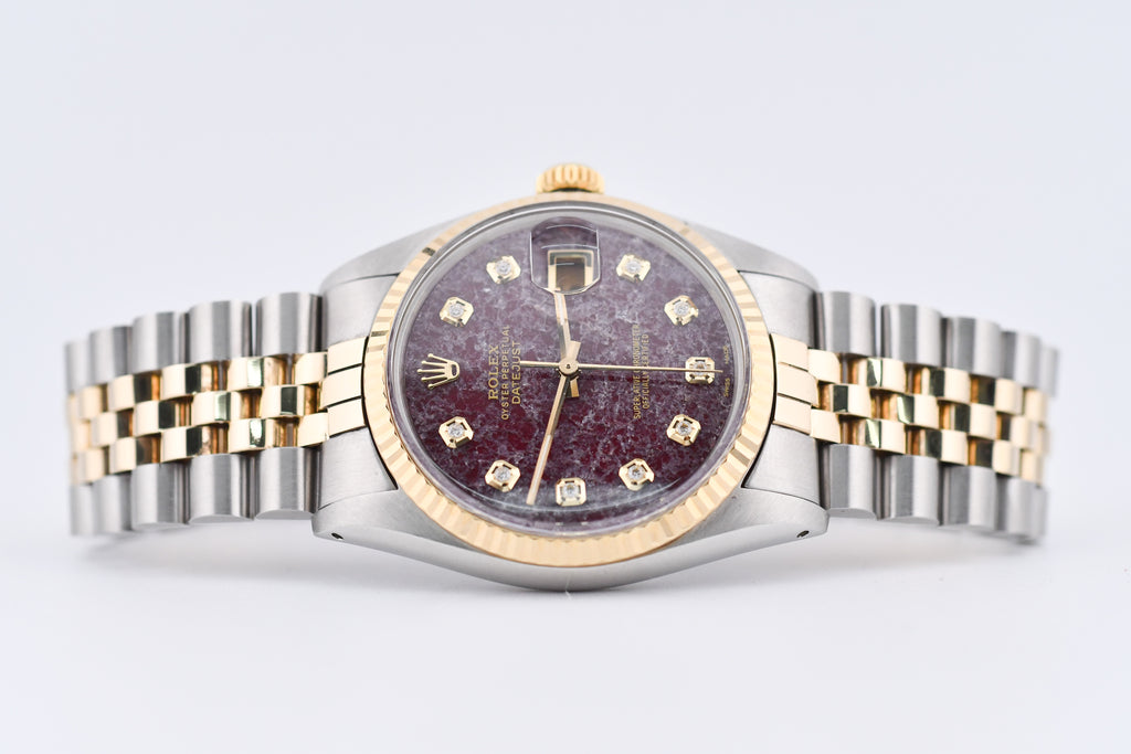 Rolex Datejust 36mm Ref 16013 Custom Red Rubellite Diamond Dial