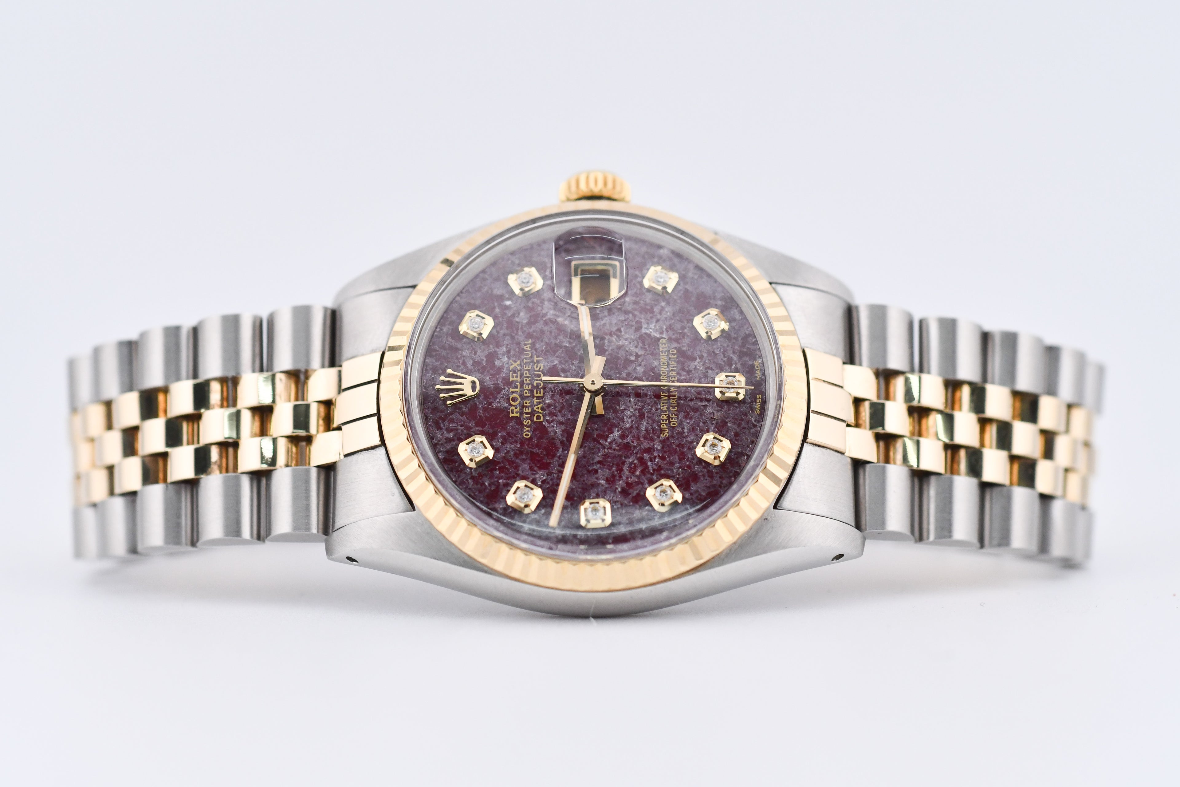 Rolex Datejust 36mm Ref 16013 Custom Red Rubellite Diamond Dial