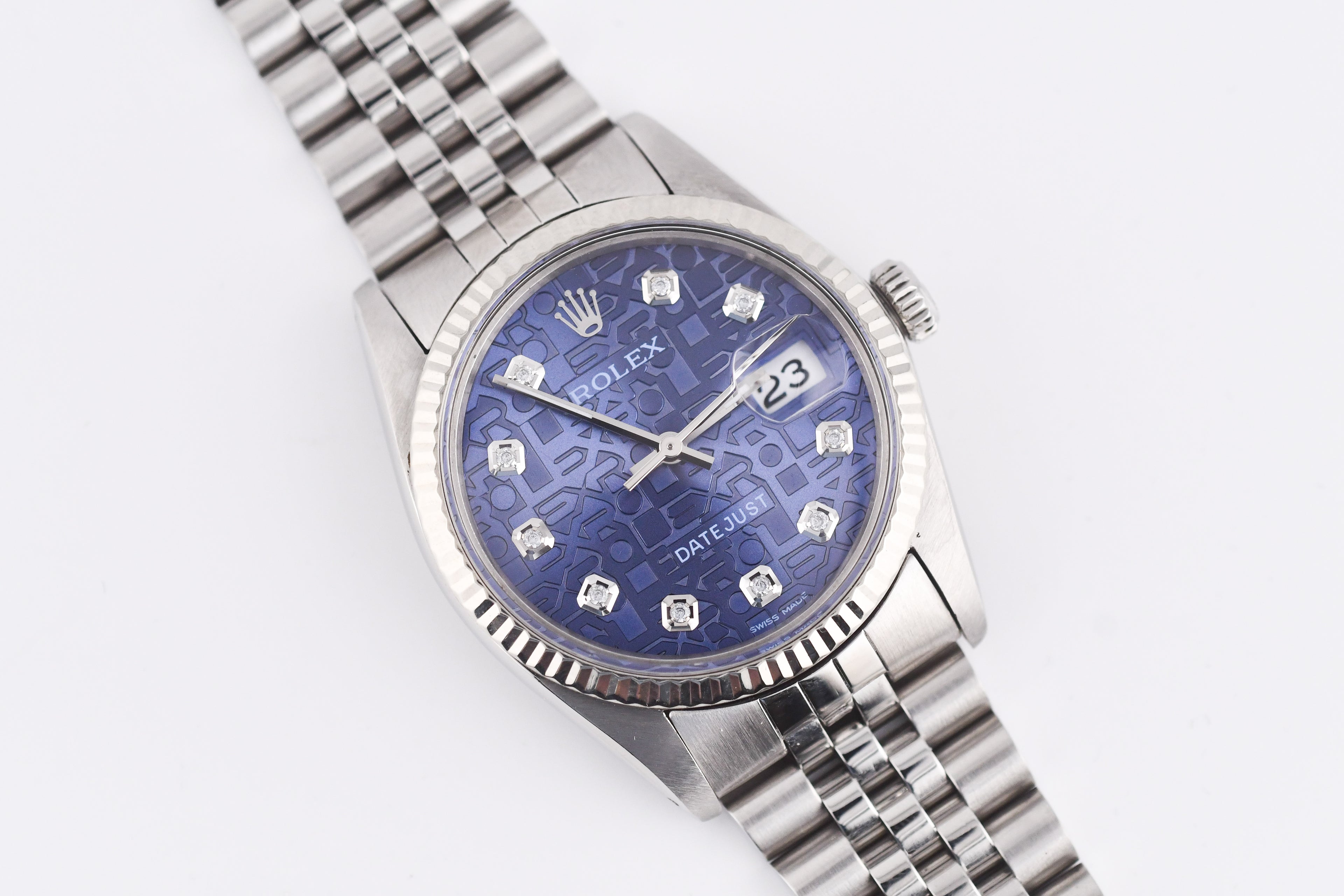 Rolex Datejust 36mm Ref 16014 Custom Blue Anniversary Diamond Dial