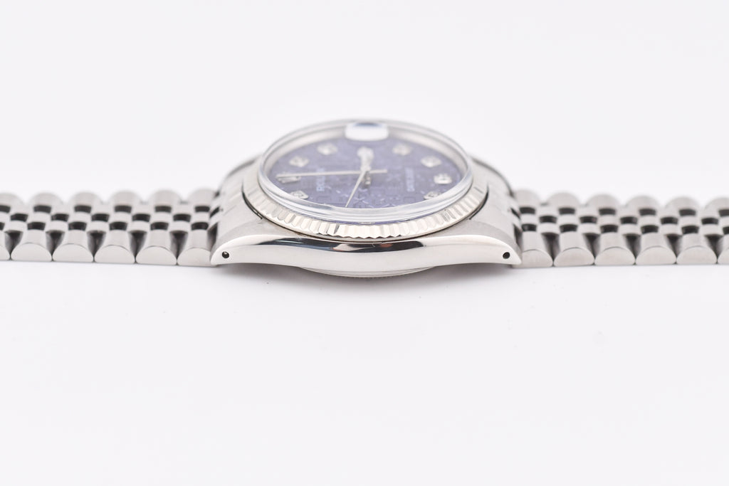 Rolex Datejust 36mm Ref 16014 Custom Blue Anniversary Diamond Dial