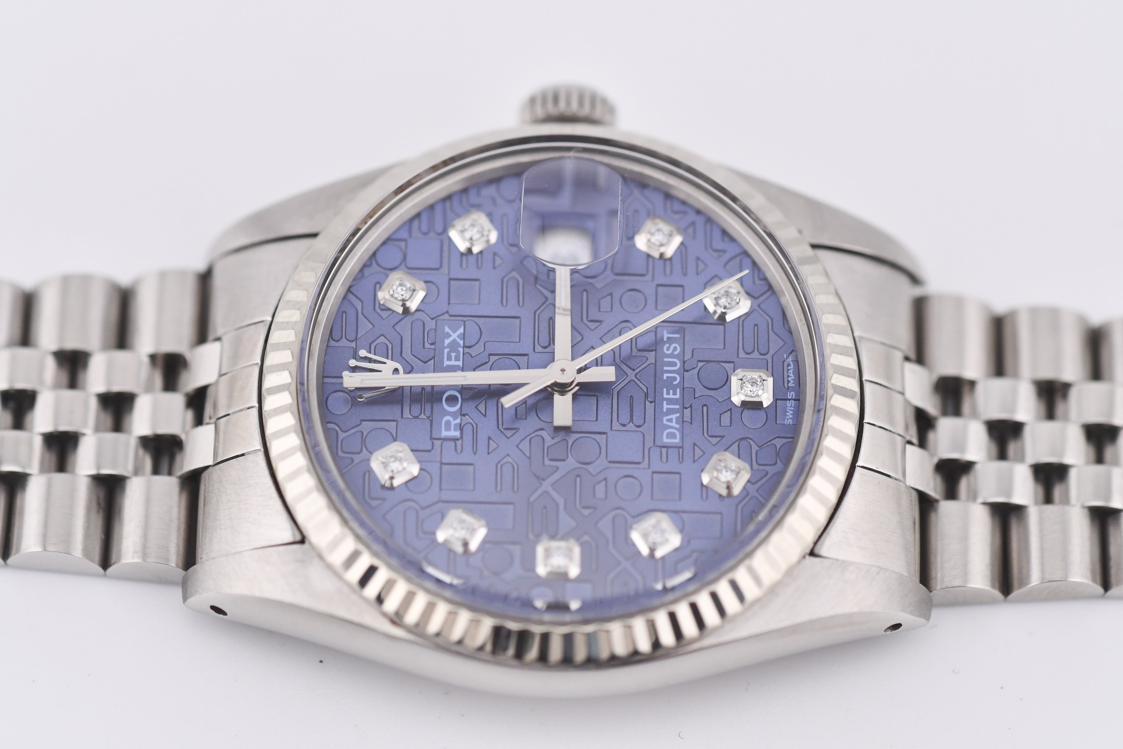 Rolex Datejust 36mm Ref 16014 Custom Blue Anniversary Diamond Dial