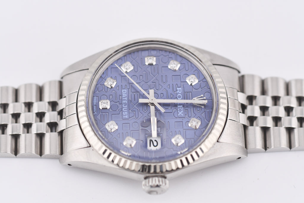 Rolex Datejust 36mm Ref 16014 Custom Blue Anniversary Diamond Dial