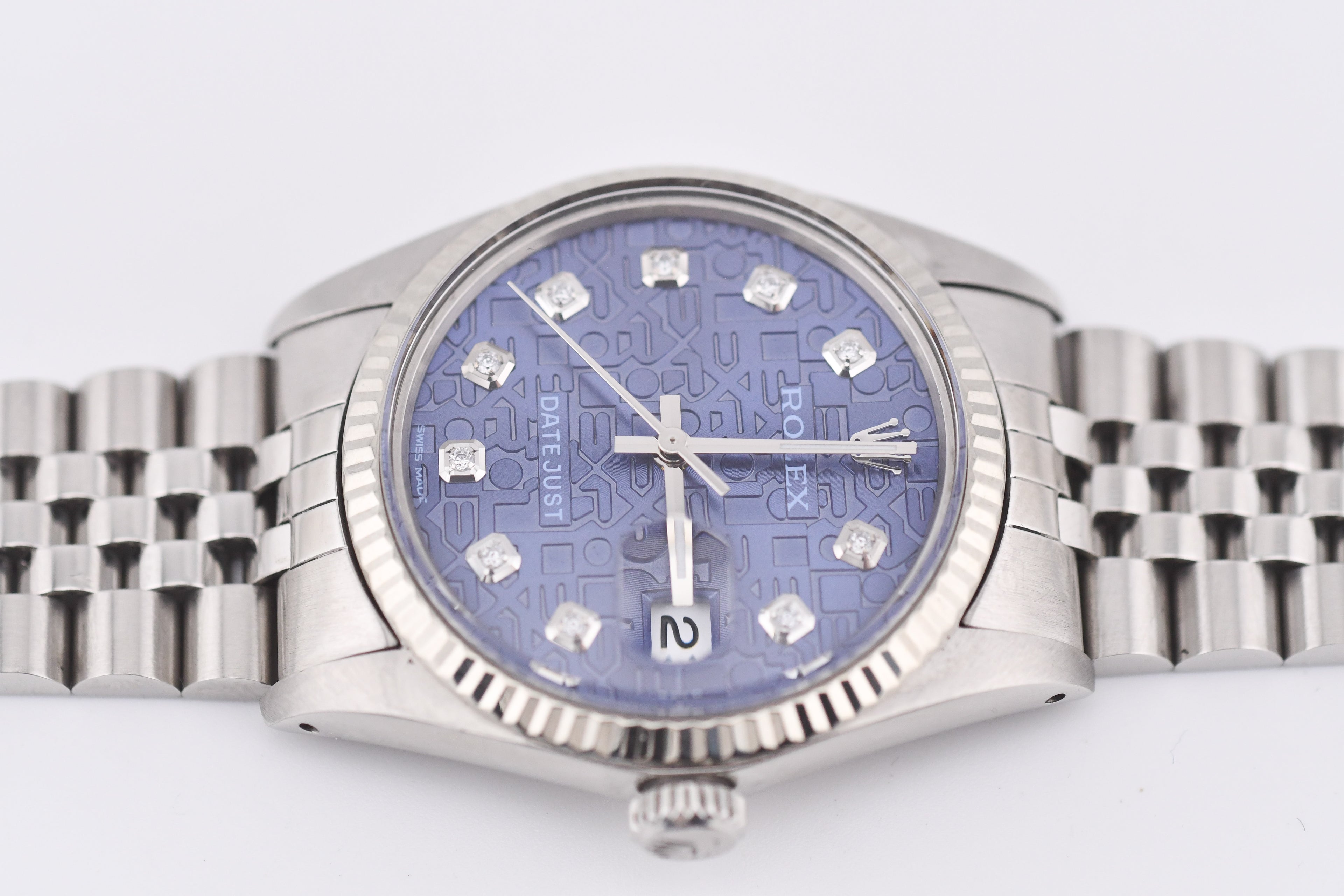Rolex Datejust 36mm Ref 16014 Custom Blue Anniversary Diamond Dial