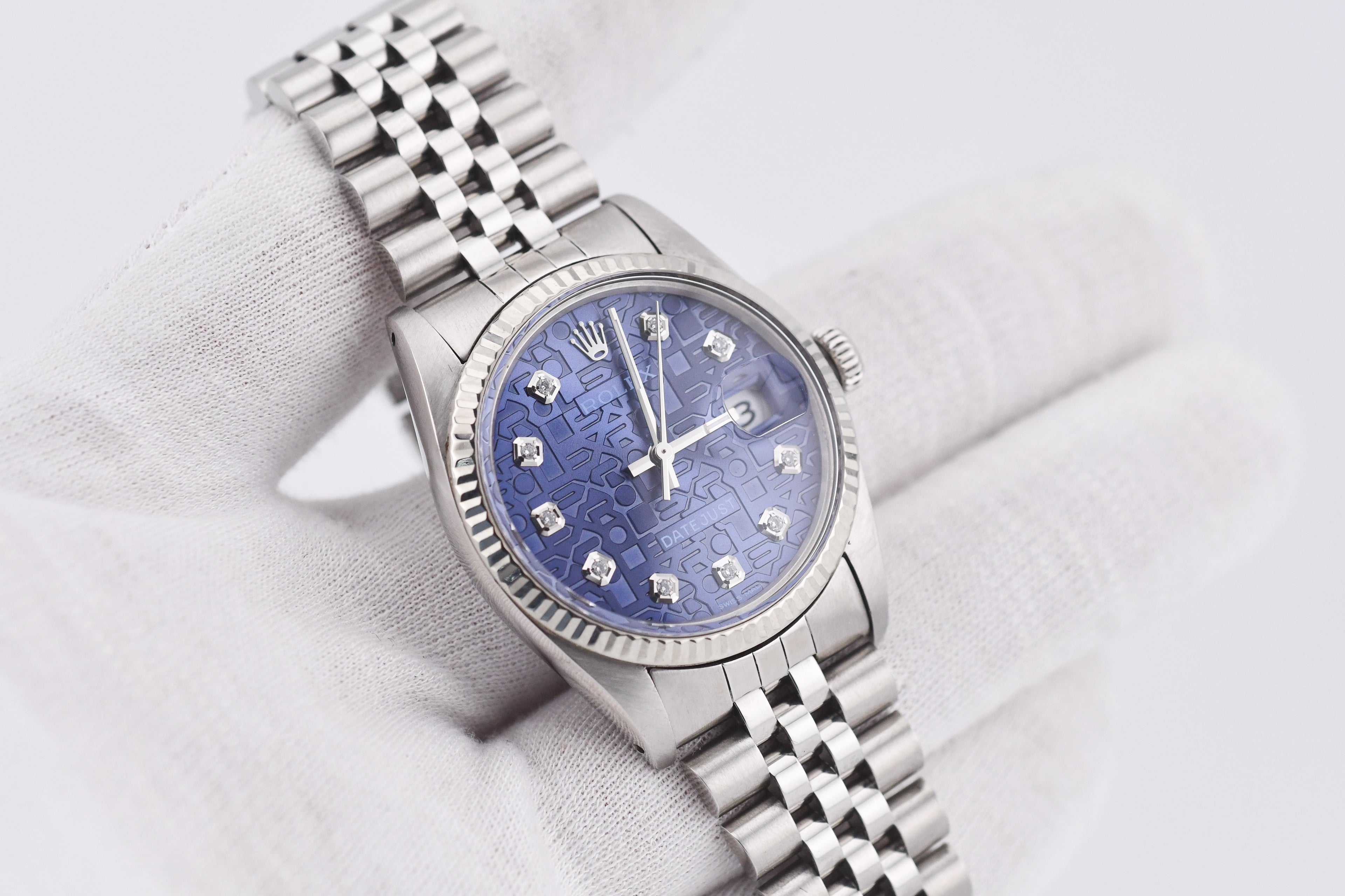 Rolex Datejust 36mm Ref 16014 Custom Blue Anniversary Diamond Dial