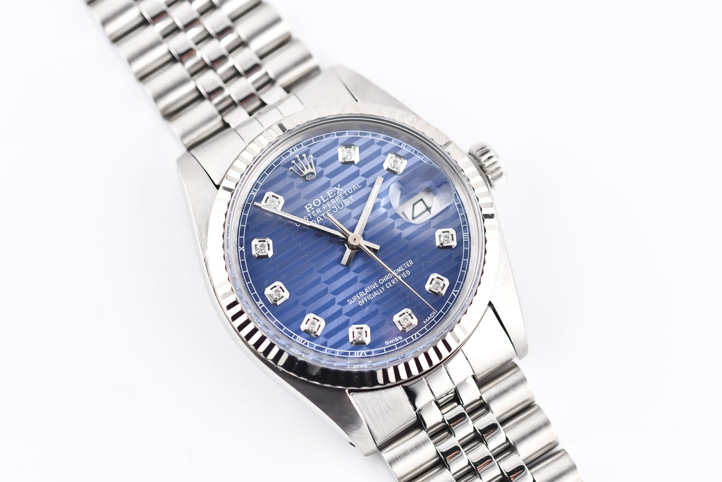 Rolex Datejust 36mm Ref 16014 Custom Blue Computer Diamond Dial