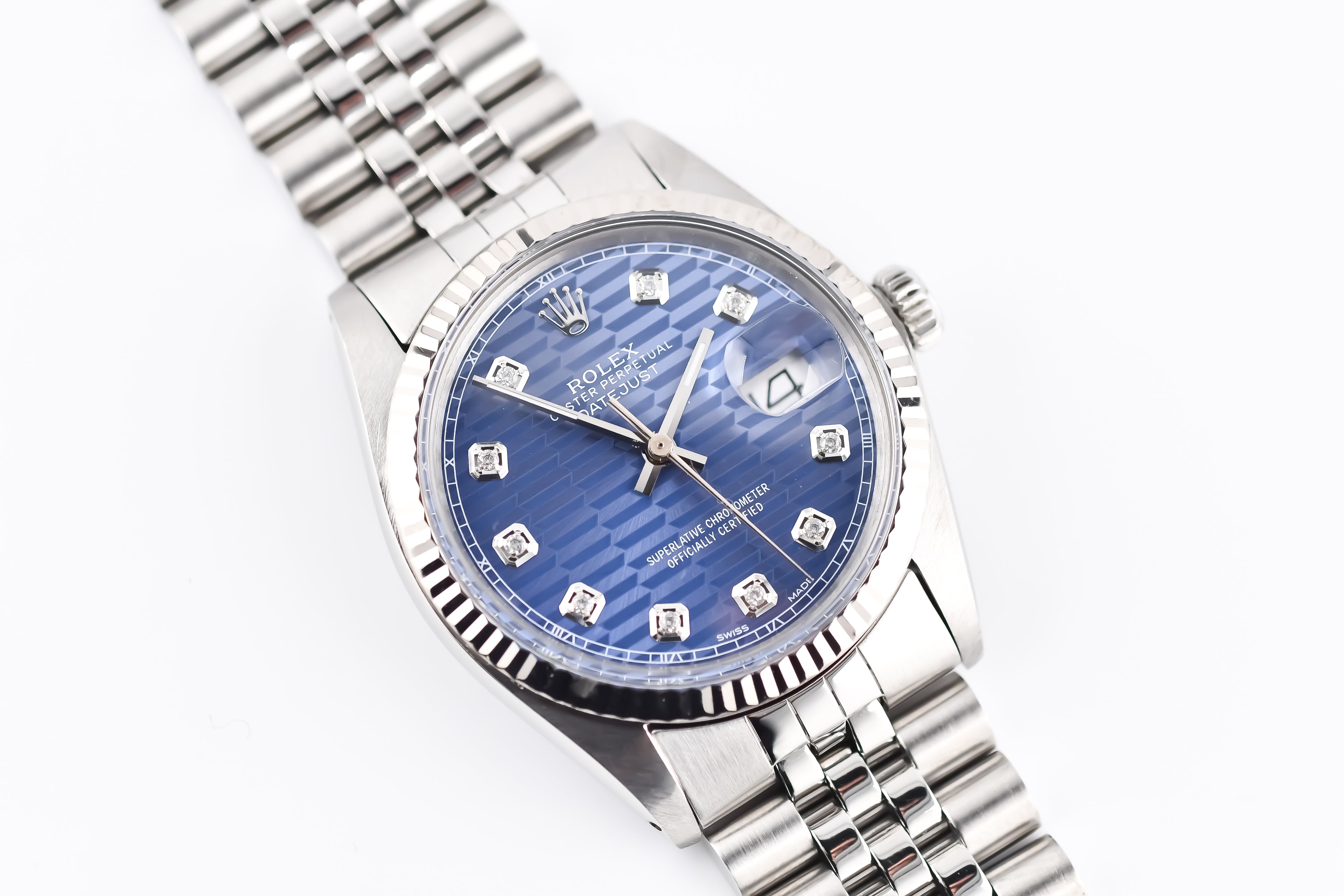 Rolex Datejust 36mm Ref 16014 Custom Blue Computer Diamond Dial
