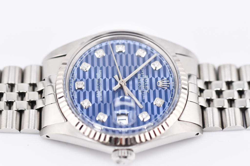 Rolex Datejust 36mm Ref 16014 Custom Blue Computer Diamond Dial