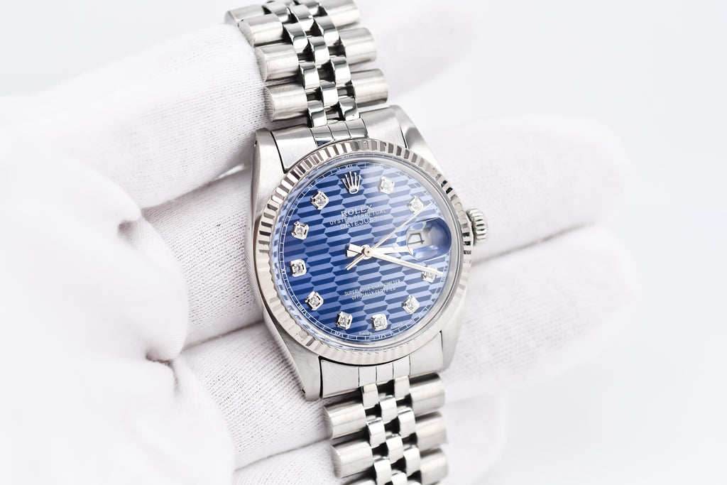 Rolex Datejust 36mm Ref 16014 Custom Blue Computer Diamond Dial