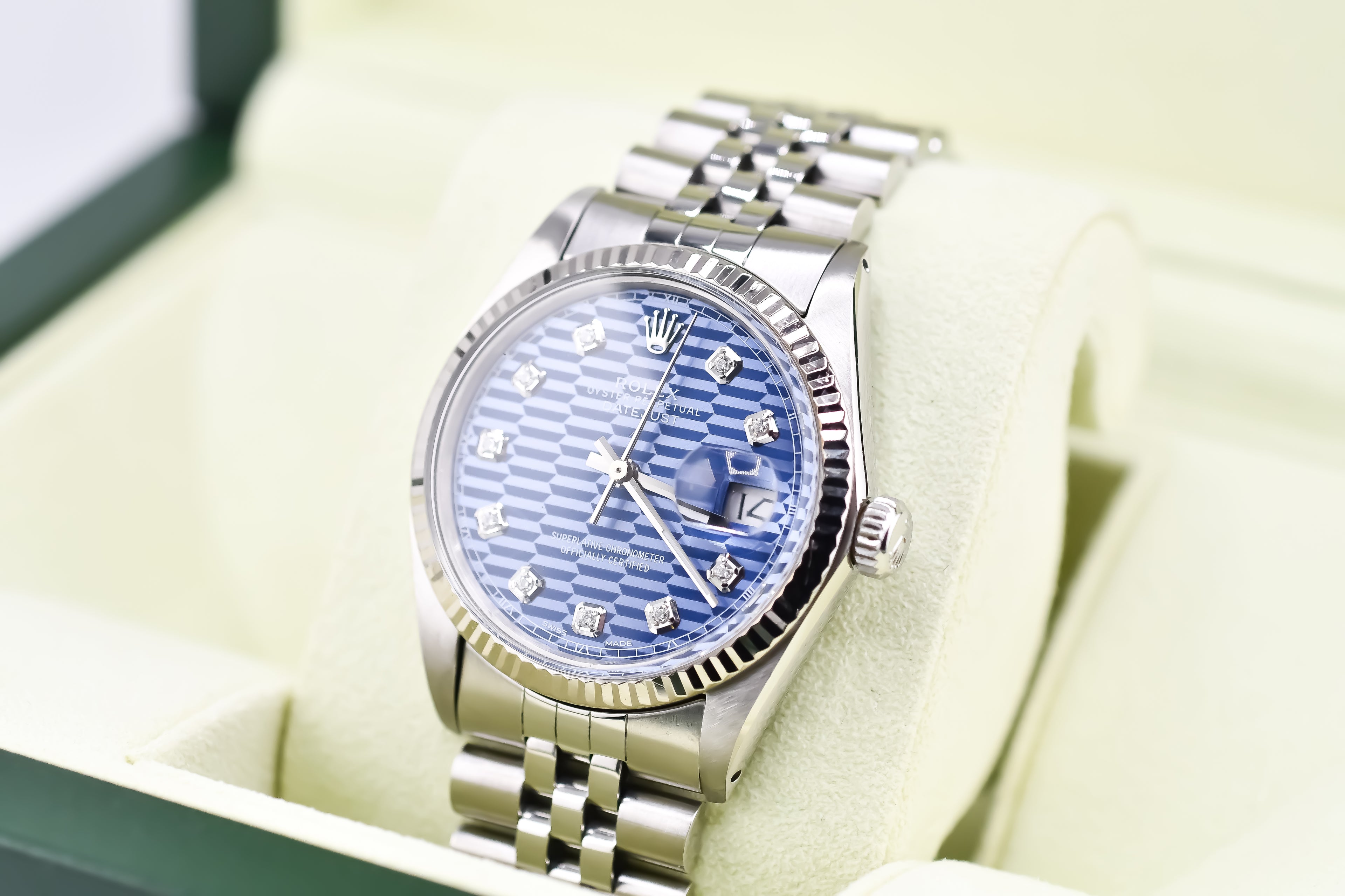 Rolex Datejust 36mm Ref 16014 Custom Blue Computer Diamond Dial