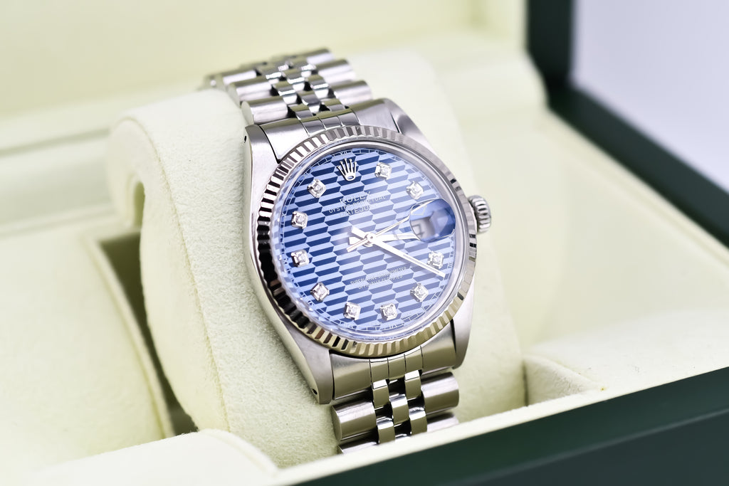 Rolex Datejust 36mm Ref 16014 Custom Blue Computer Diamond Dial