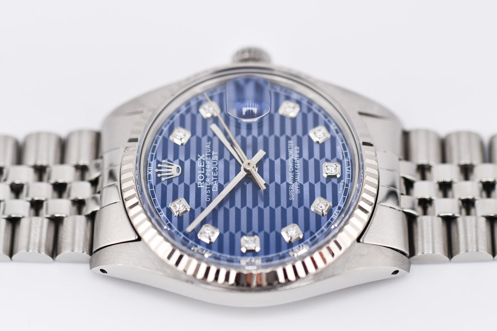 Rolex Datejust 36mm Ref 16014 Custom Blue Computer Diamond Dial
