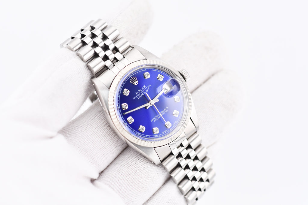 Rolex Datejust 36mm Ref 16014 Custom Blue Diamond Dial